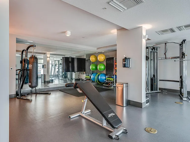 Workout Space Featuring Punching Bag and Functional Fitness Accessories