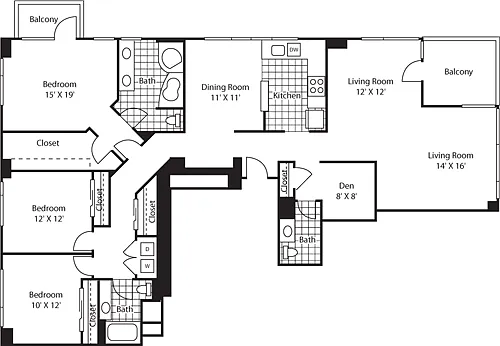 Floor plan Three Bedroom 1842