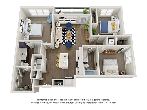 Floor plan C1.1 3x2 1243 SF