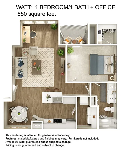 Floor plan 1x1 with Office