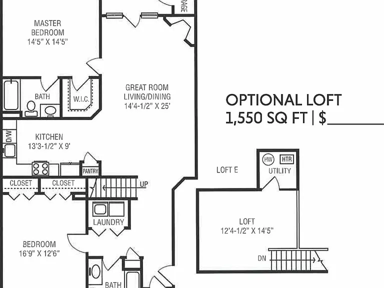 Unit E 2x2+Loft