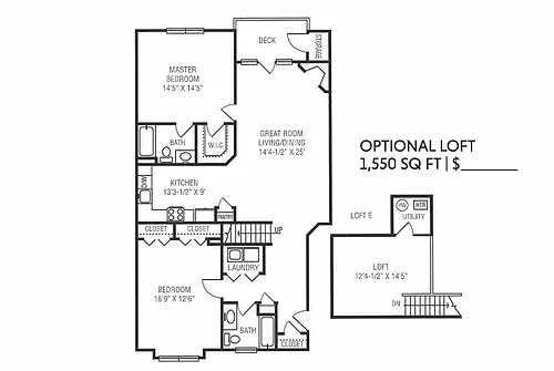 Floor plan Unit E 2x2+Loft