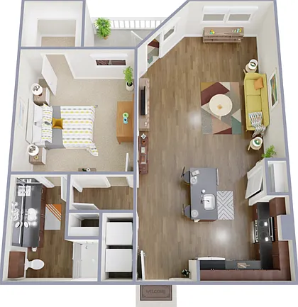 1 Bedroom, 1 Bathroom 1 Bedroom, 1 Bathroom