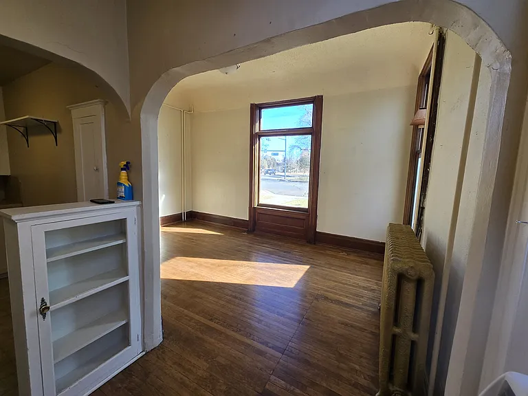 Dining area looking into living room