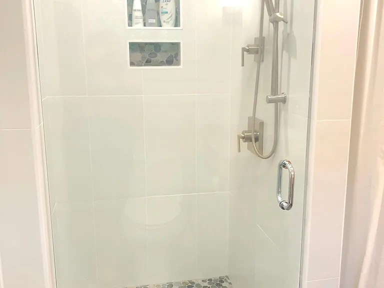 first floor bath has curbless shower