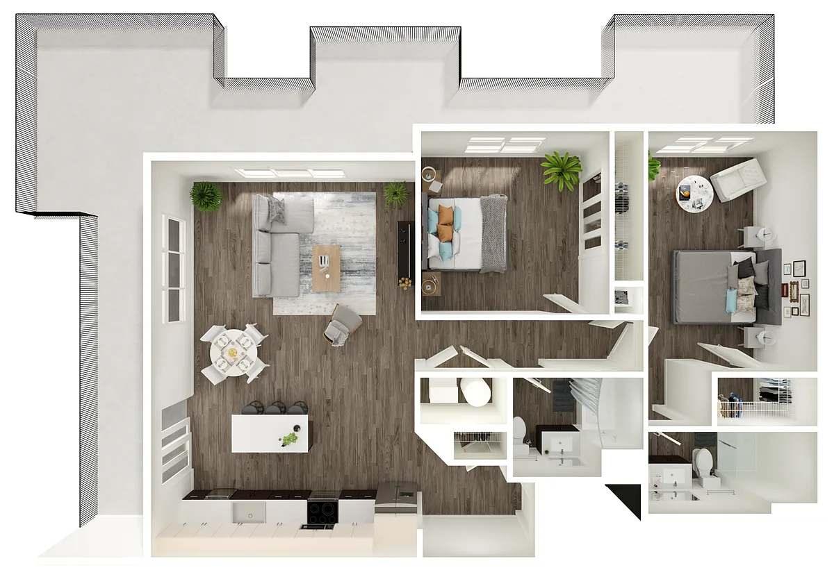 Floor plan 2 BR 2 Bath Pent House