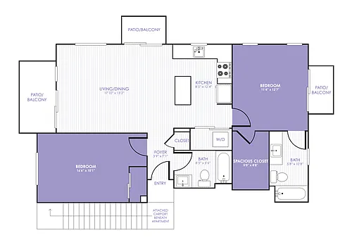 Floor plan 2 Bed 2 Bath 22D
