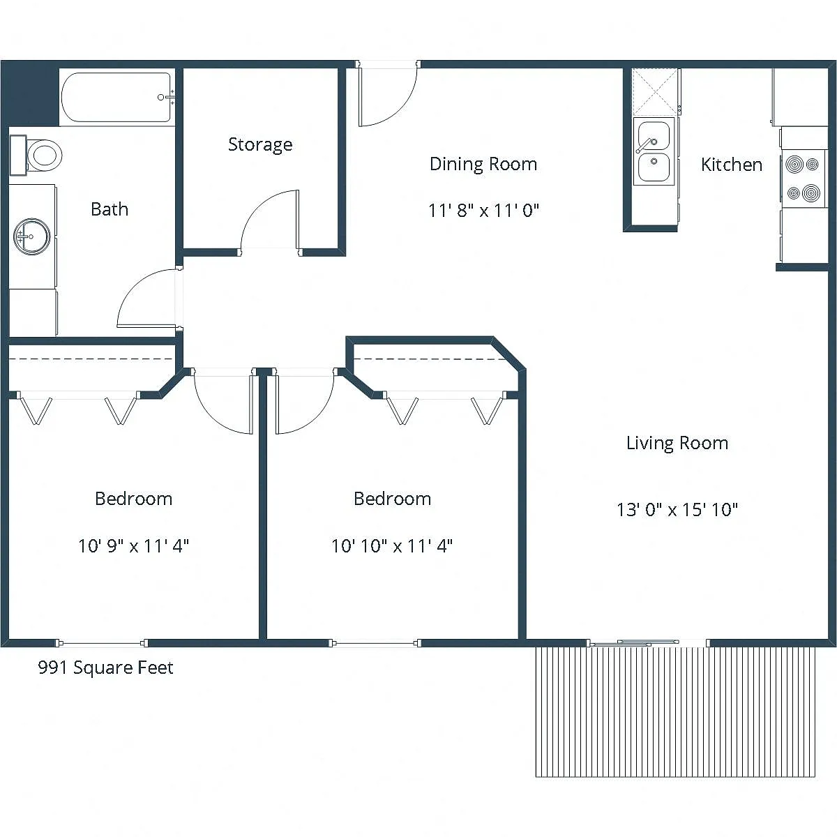 Floor plan Two Bedroom 21A