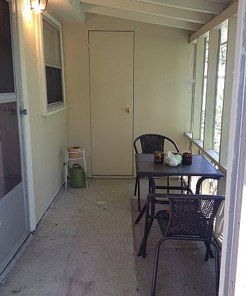 screened porch with storage closet