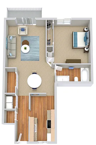 Floor plan 1 Bed | 1 Bath