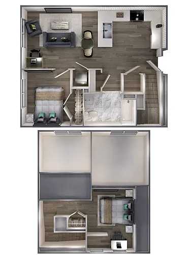 Floor plan Avenue F | 1 Bed/1 Bath Loft-C3D