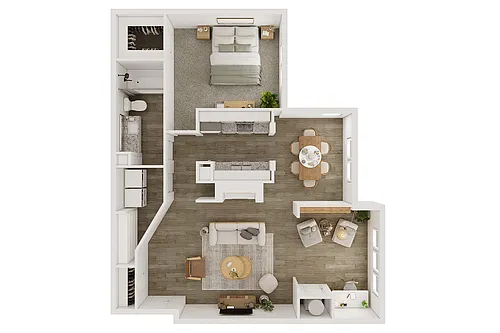 Floor plan One Bedroom with Sunroom