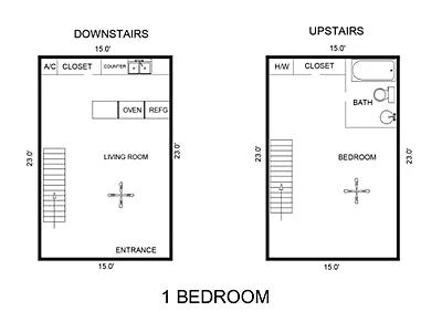 Floor plan 1 Bedroom, 1 Bathroom
