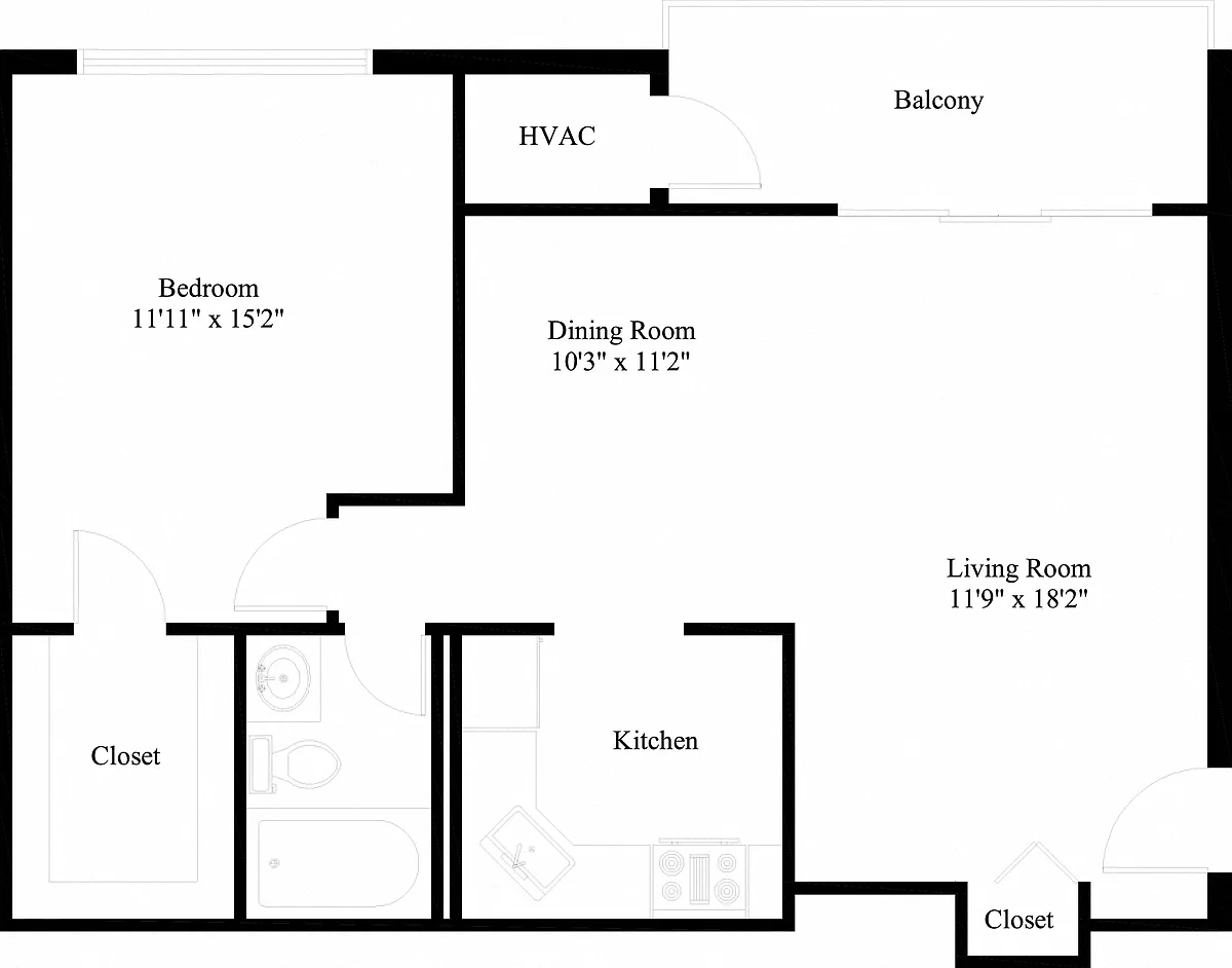 Floor plan 1 Bedroom Deluxe