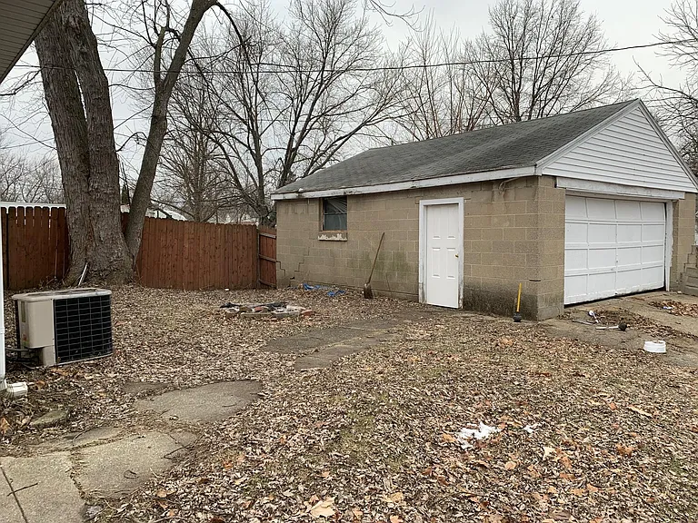 back yard and garage