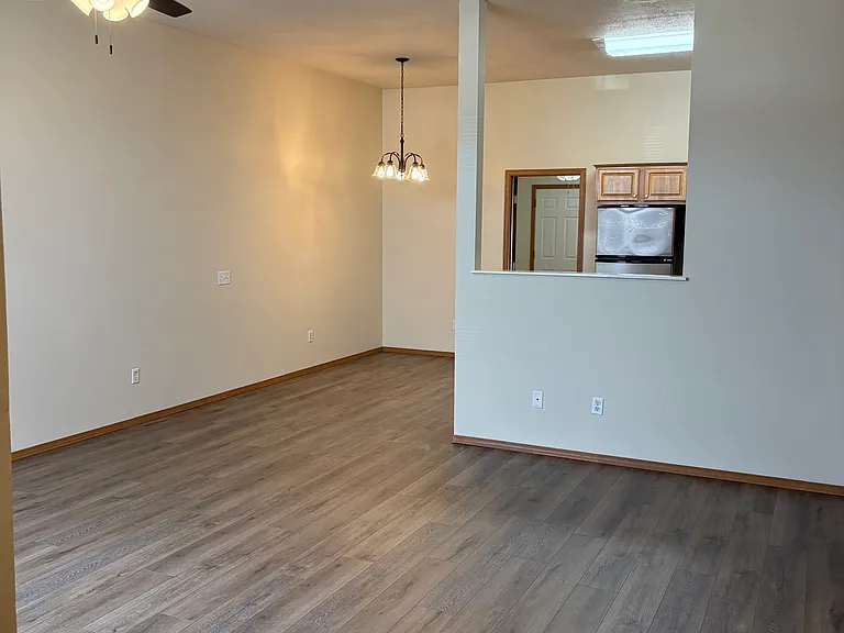 Your entry shot. Modern and new lighting in great room and dining room. Opening in wall lets you be apart of the activity in the great room while in kitchen.