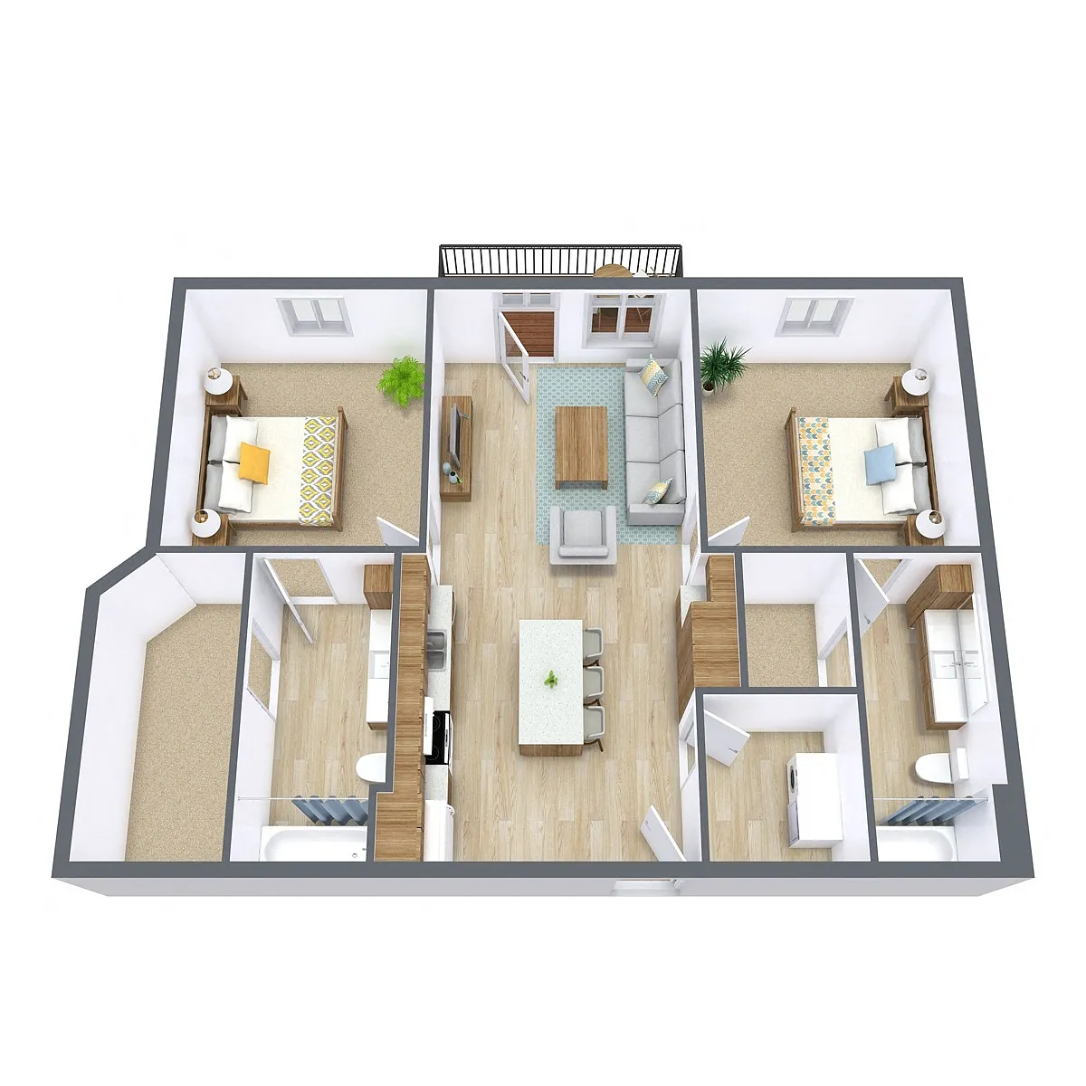 Floor plan Two Bedroom 22D
