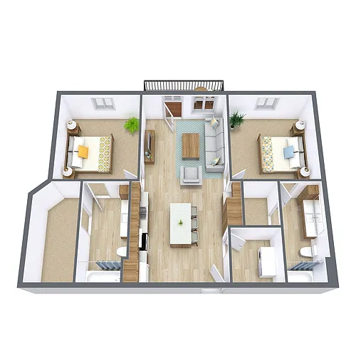 Floor plan Two Bedroom 22D
