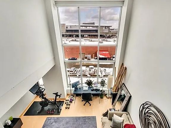 View of living room from mezzanine BR