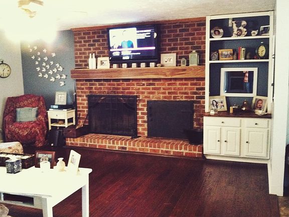 Living room-wood fireplace