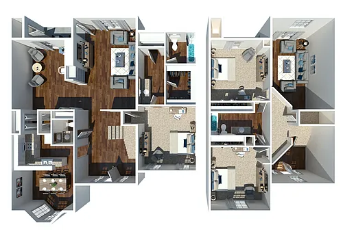Floor plan Three Bedroom Two Bathroom | Townhome