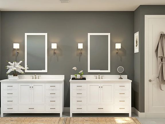 Primary bath with dual vanities