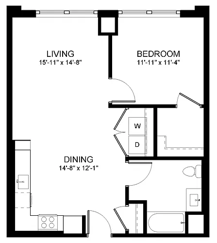 Floor plan One Bedroom A3