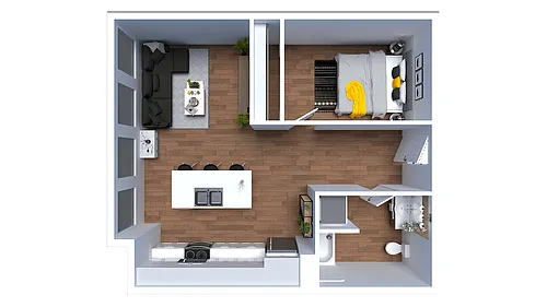 Floor plan C - 1 Bed 1 Bath