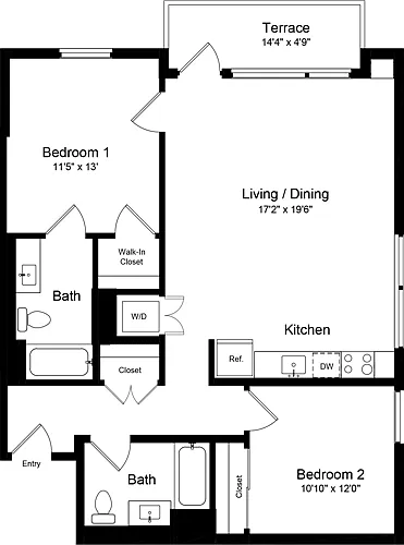 Floor plan 2 Bedroom ET