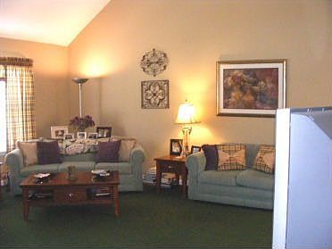 living room w/ high ceilings 