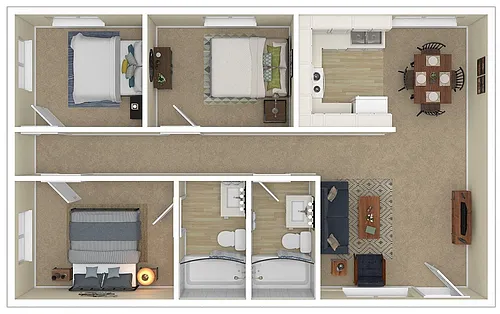 Floor plan 3 Bedroom / 2.0 Bath
