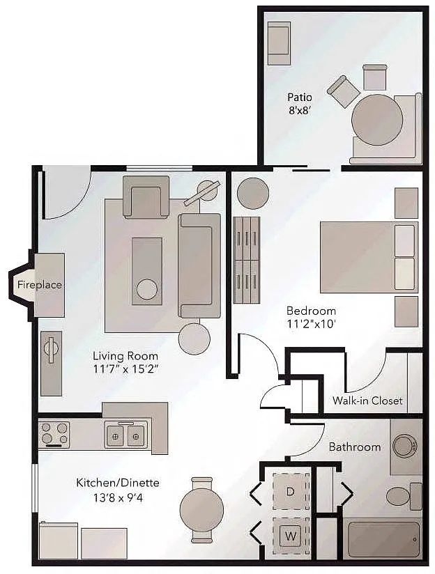 Floor plan One Bedroom One Bath