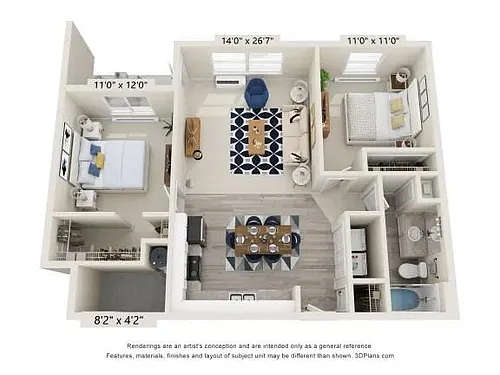 Floor plan 2 Bed 1 Bath