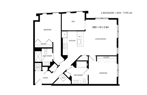 Floor plan Umber - 2 Bedroom + Den