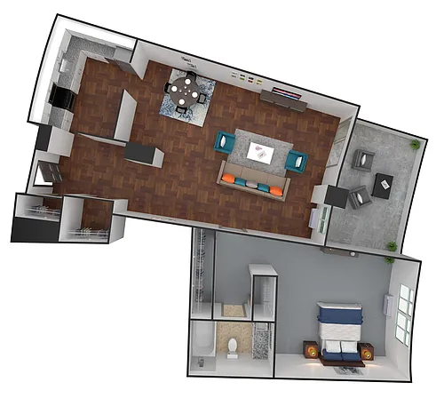 Floor plan H05 - 1 Bedroom / 1 Bathroom