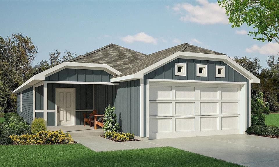 Front Elevation - D.R. Horton''s Esterofloorplan Elevation T- All Home and community information, including pricing, included features, terms, availability and amenities, are subject to change at any time without notice or obligation. All Drawings, pictures, photographs, video, square footages, floor plans, elevations, features, colors and sizes are approximate for illustration purposes only and will vary from the homes as built.