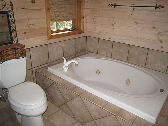 Jetted tub in bathroom