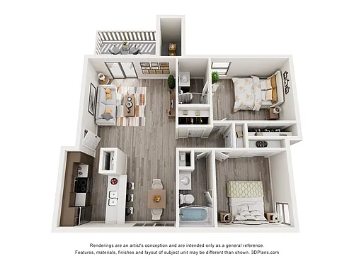 Floor plan 2 Beds 2 Baths