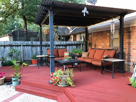 Freshly stained deck. 