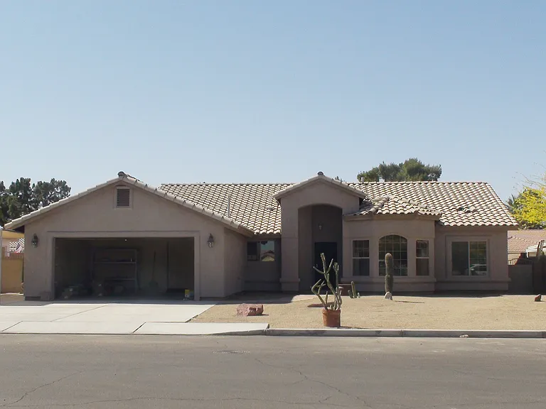 Easy care landscaping front and back.