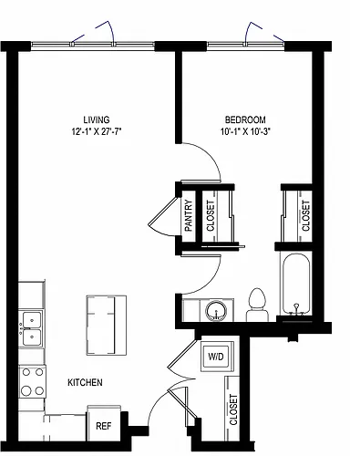 Floor plan One Bedroom B3