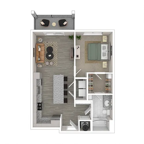 Floor plan Babcock (1x1 726-780 Sq. Ft.)