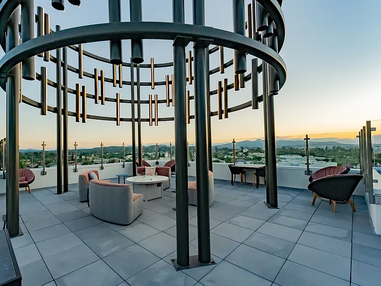 Luxurious Rooftop Terrace and Panoramic Mountain Views at Sunset