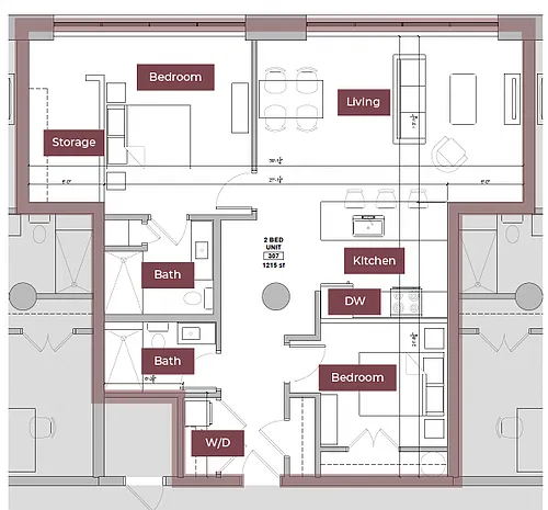 Floor plan 2BR Floor Plan Q | Lofts South