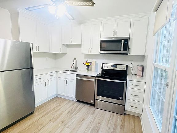 Bright, sunlit kitchen