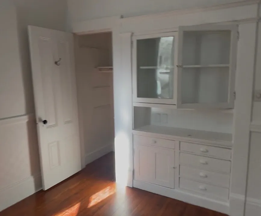 Main Living area with built-in china cabinets, closet