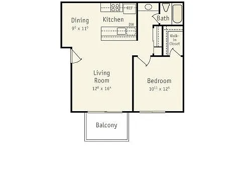 Floor plan 1 Bedroom- Baytree