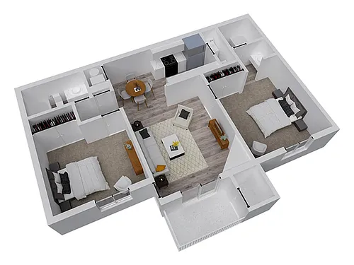 Floor plan 2 Bed 2 Bath - Renovated