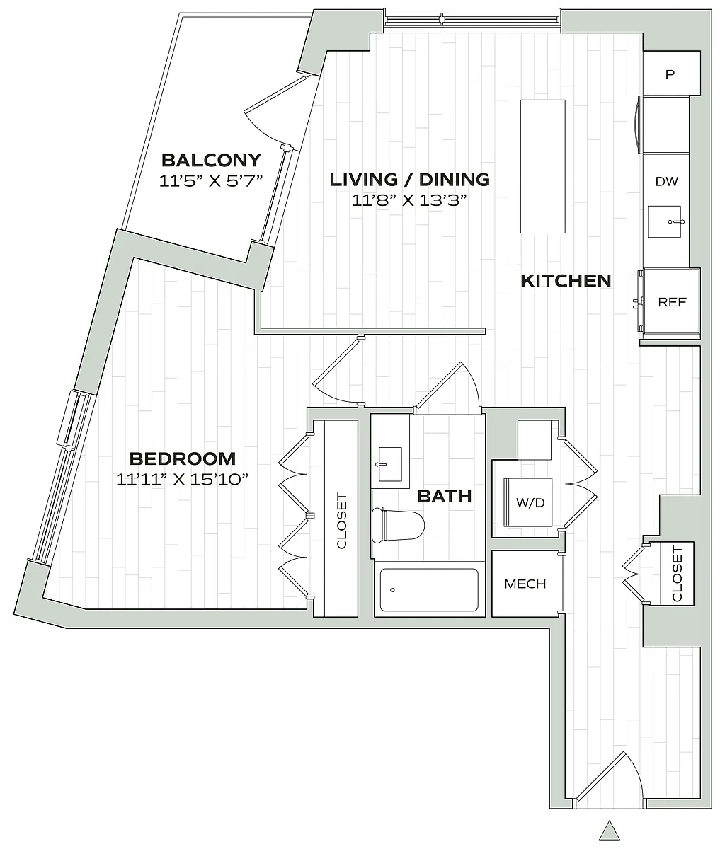 Floor plan 1 Bed/1 Bath - Alula - B02