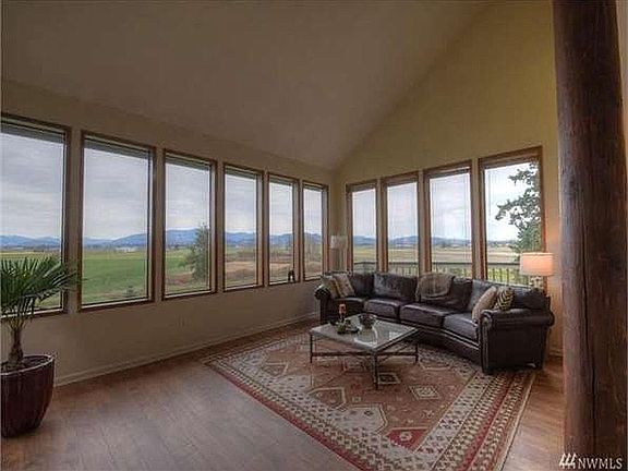 Tall windows affording view of Mount Baker and Skagit Valley. Watch the weather and the stars as well.